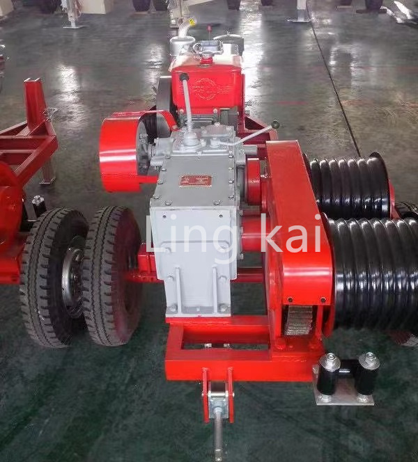 Transmission Line Motorised Pulling Winch 3 Ton With Double Capastans