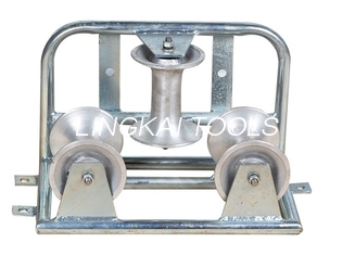 Galvanized Triple Cable Pulling Rollers , Aluminum Cable Corner Roller