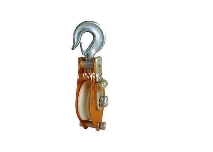 3 Ton Cable Pulling Pulley Nylon Sheave Hook Type Hoisting Lifting Block