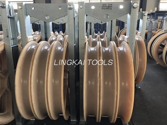 80kN Nylon Sheave Transmission Line Conductor Stringing Blocks OD660mm